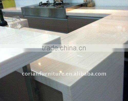 Modern design PMMA solid surface +solid wood built kitchen center bar table