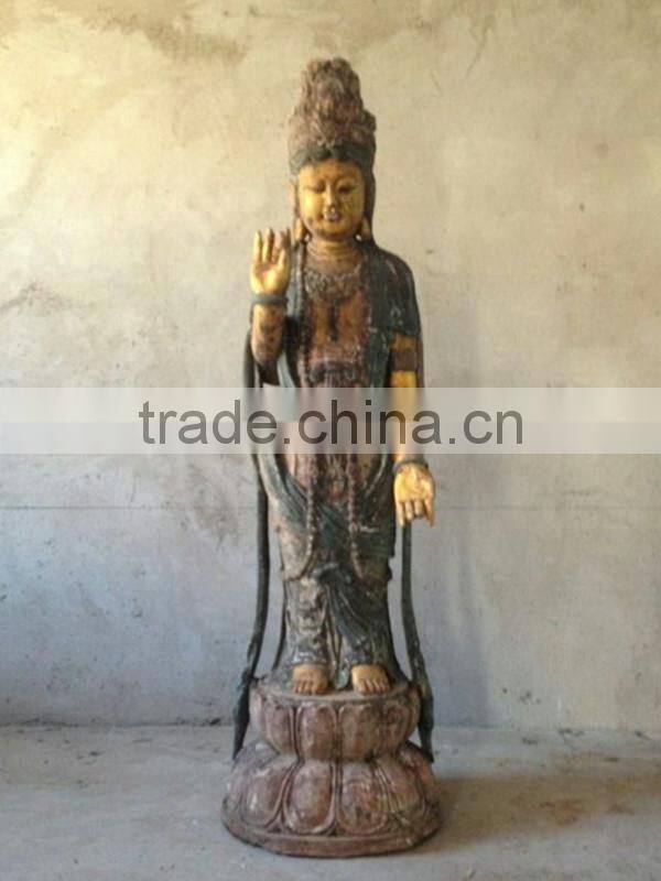 hand made antique wooden carving statue wood buddha statue Kuanyin buddha statue
