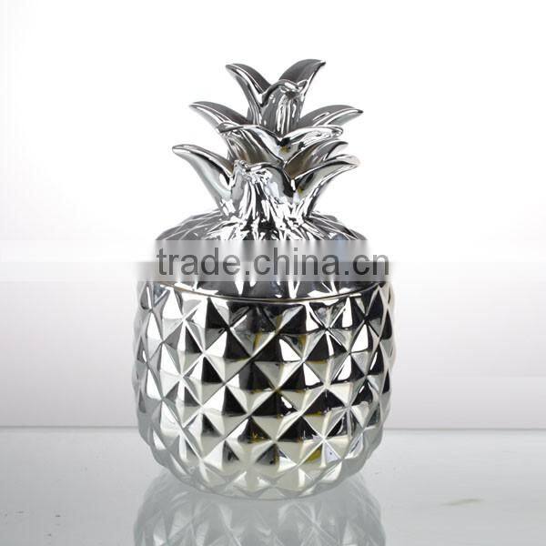 top grade electroplate ceramics pineapple candy jar