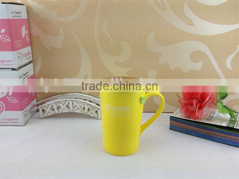Eco ceramic color mug with wood lid