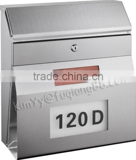 FQ-182 Solar Led Light Mailbox,Stainless Steel Letterbox with doorplate light