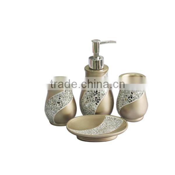 4 PCS Bath accessories sets bronze color Resin Cracked Glass Tumbler