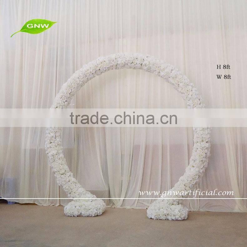 GNW FLA161018 New design green natural mossy white flower wedding arch with cane