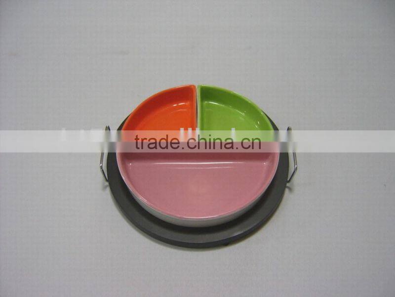 Smiling face shaped ceramic snacks serving tray for sale