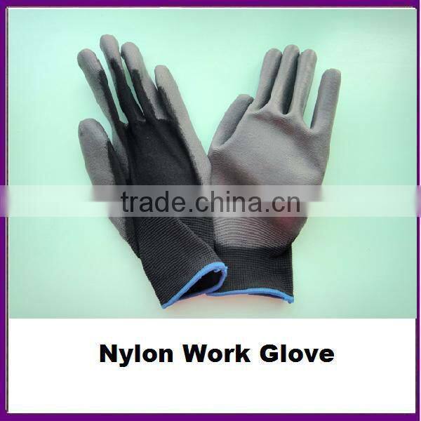 Lightweight Nylon Palm Coated Black PU Gloves ZMR781