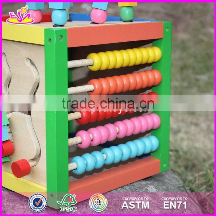 2017 new design funny toy children multi-function wooden bead maze cube W11B060