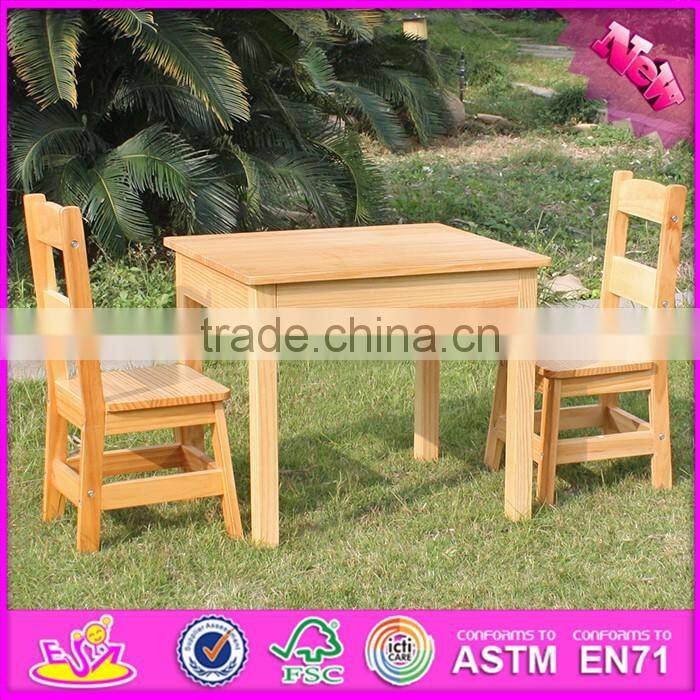 2016 new design natural solid wooden children table and chairs W08G172
