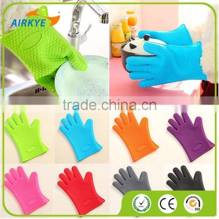Heat Resistant Silicone Glove Oven Pot Holder Baking BBQ Cooking Mitts