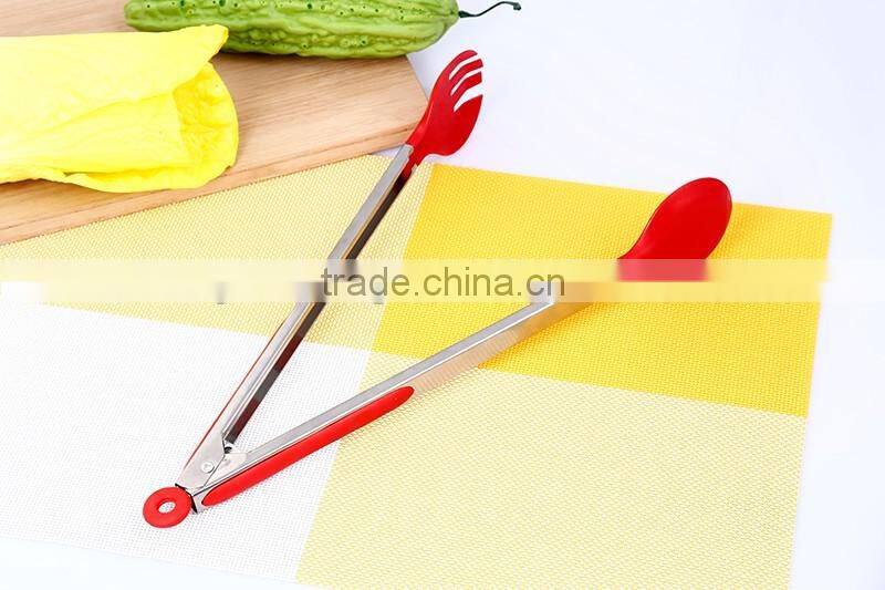 UJ23 Standard 9' ' stainless steel handle silicone kitchen food tong