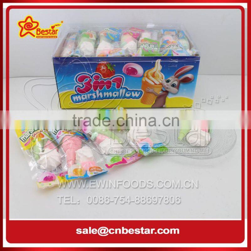 Ice Cream Shaped Marshmallow Candy with Fruit Jelly Jam