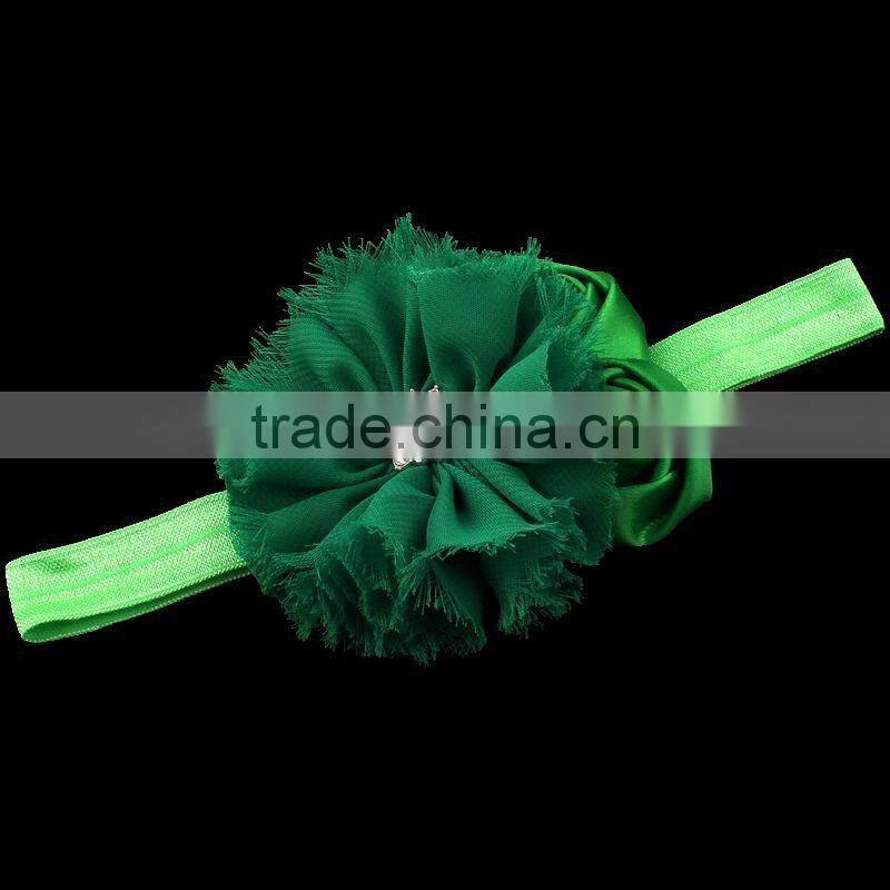 chiffon flower and satin rose flower headband for kids hair accessories