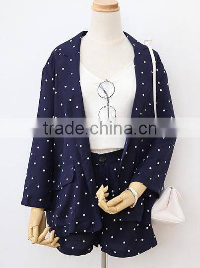 Fashion coat ,Female fashion long sleeve white spot suit