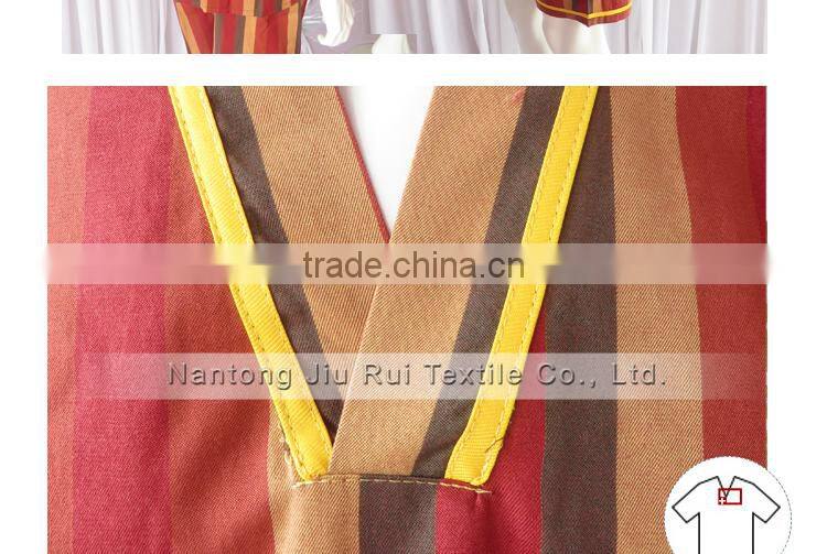 Orange/Red Stripe Sweat Steaming Clothes Elastic Waist Clothes Couples Pajamas Short Sleeve Top+Pants Pajamas for Sauna