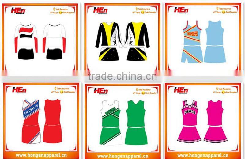 Hongen apparel OEM custom sports cheerleading uniforms sexy girl / new design cheerleading uniforms