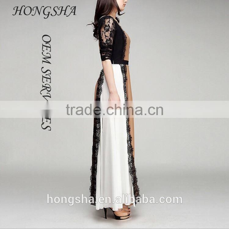 New Fashion fashion muslim women long dress pictures with lace pattern abaya designs HSD7448