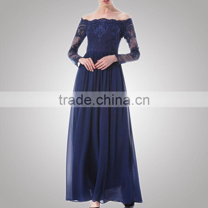 Latest Design Fashionable Preppy Style Evening Dress Long Sleeve Women For Youth