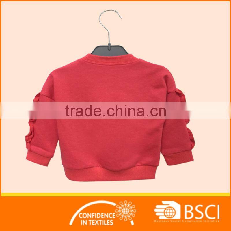 red embroidery kids wear baby girls crewneck sweatshirt