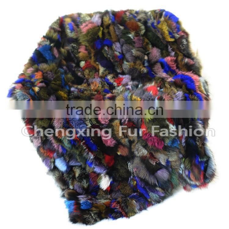 CX-D-124 Home Decora Wholesale Patchwork Colorful Fox Fur Throw Blanket