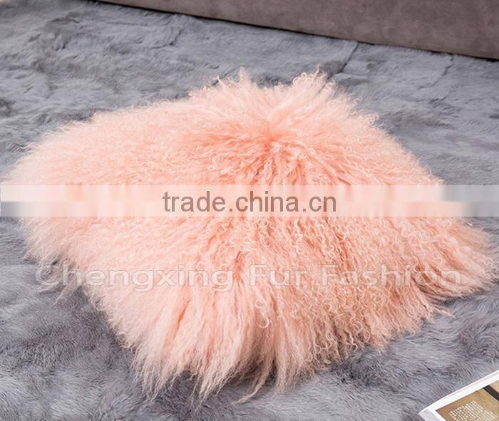 CX-D-04N Wholesale High Quality Best Selling Comfortable Lamb Fur Pillow Genuine Mongolian Sheep Fur Pillows