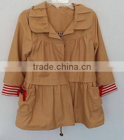 cool baby girls beige color plain dyed embroidered wind coat for Autumn