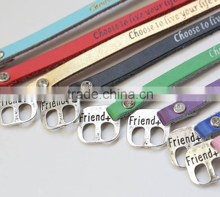 new design 2015 leather wrap bracelet I Love You heart buckle leather wrap bracelet custom logo letter buckle leather bracelet