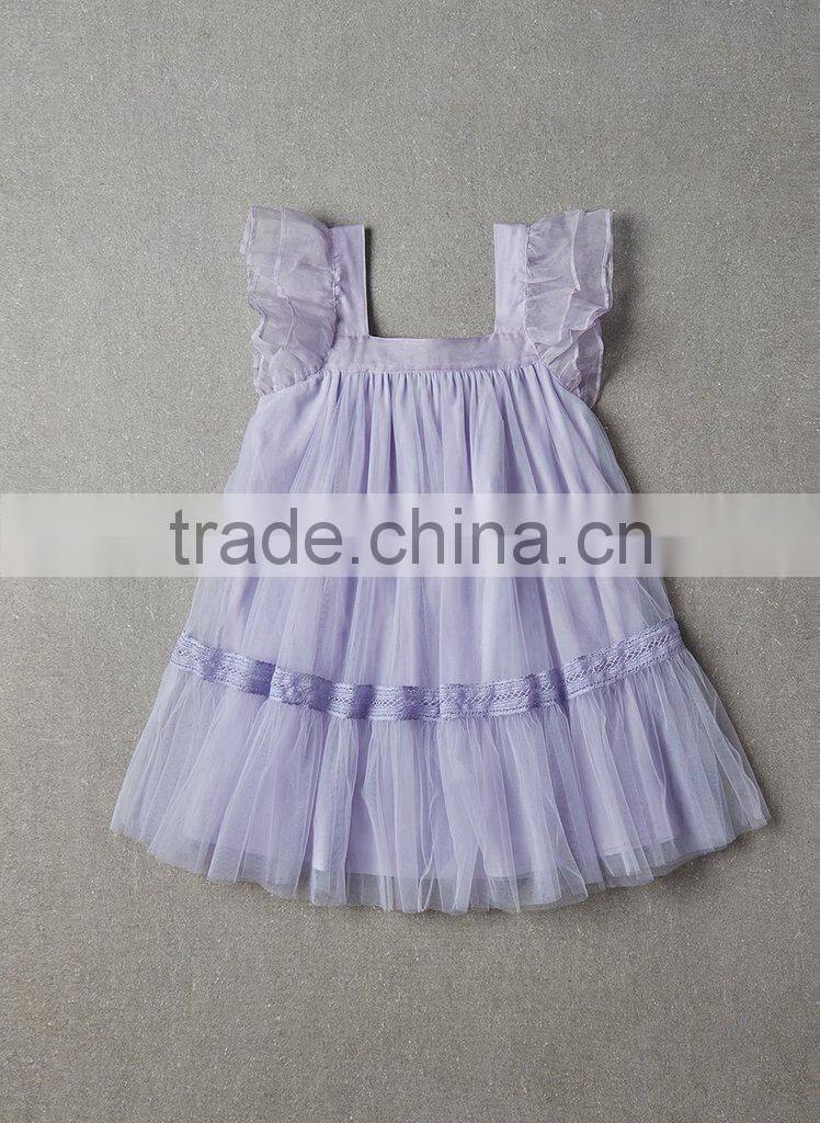 Purple Lace Children Frocks Designs Baby Clothes Flower Girls Princess Wedding Party Dresses