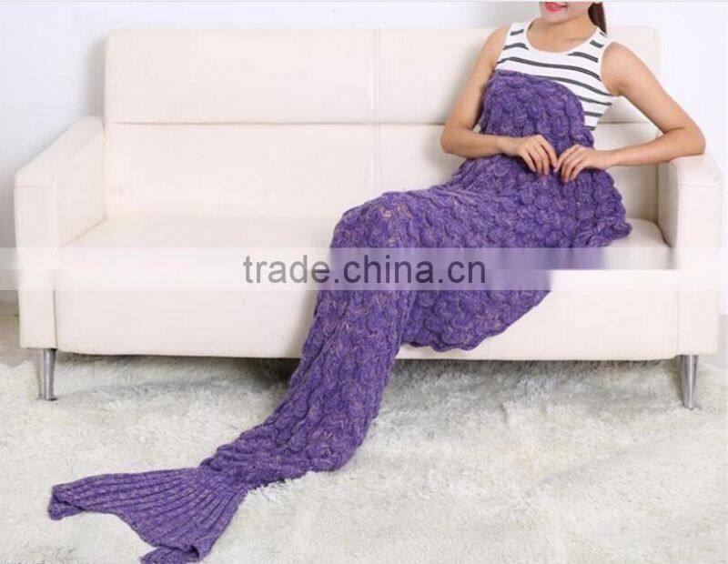 adutls ladies kids fish scale oyster seamaid mermaid knitted blanket