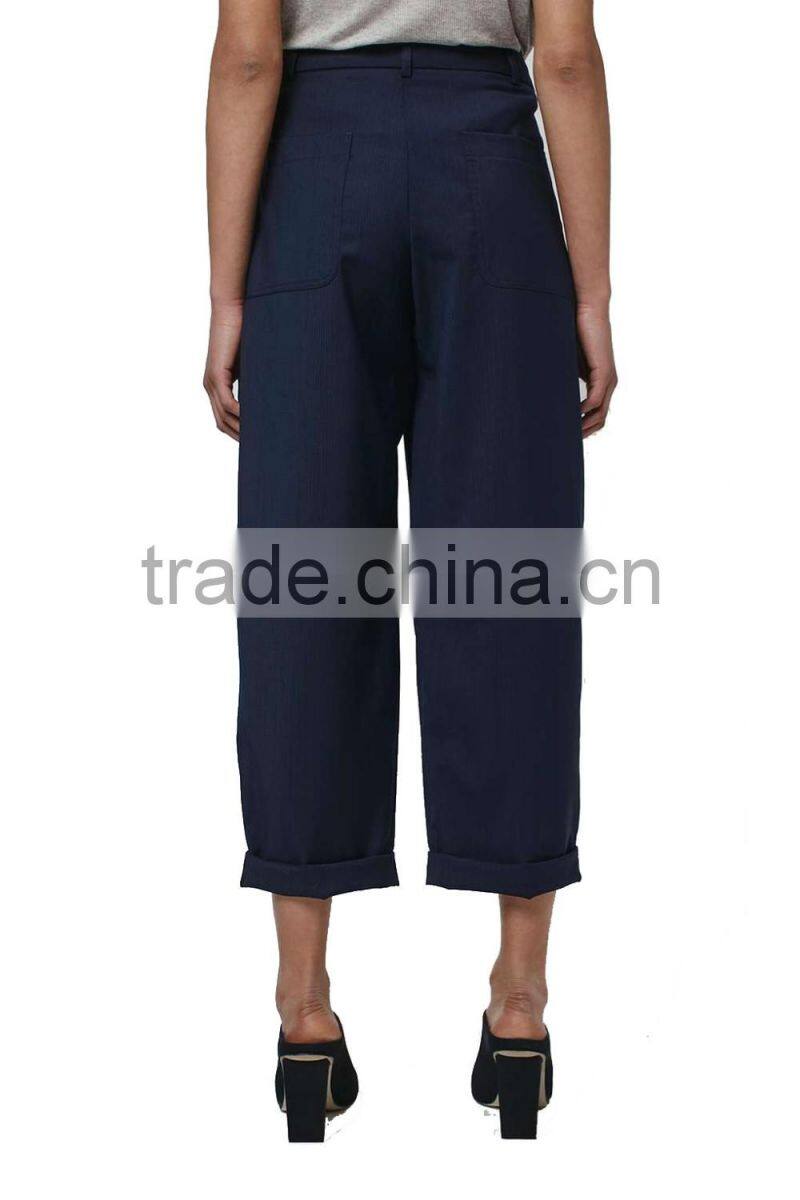 Latest fashion wide leg pant women ladies casual loose cropped coat pant