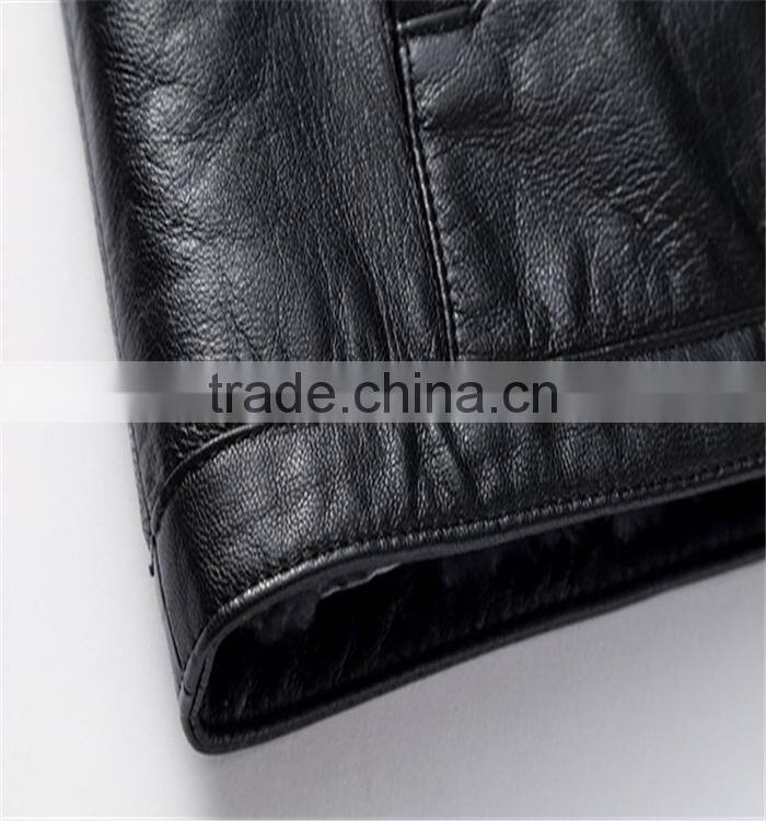 High quality OEM latest designs real fur black man leather jacket