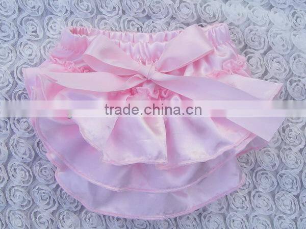 baby bloomers wholesale pale pink satin infant nappy cover solid color baby girls clothes fancy baby diapper covers manufacturer