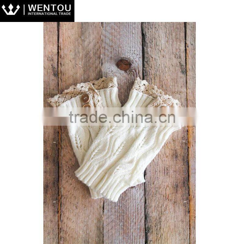 wholesale women's charcoal 2 button short style lace boot cuffs