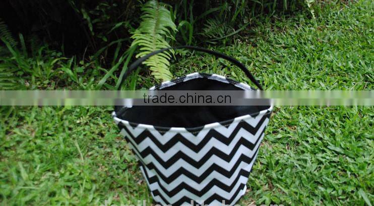 halloween bags cloth halloween buckets Chevron halloween treat bags Personalized Monogrammed Round Tote Bucket