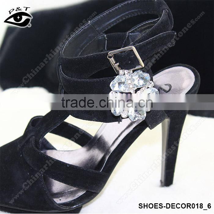 Shiny Flower Shaped Crystal Rhinestone Ornament Accessories with metal clip for high heel shoe wedding shoes