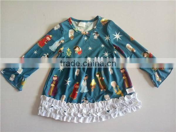 Wholesale four leaf clover pattern baby girl dresses spring/summer simple design party dress child frocks