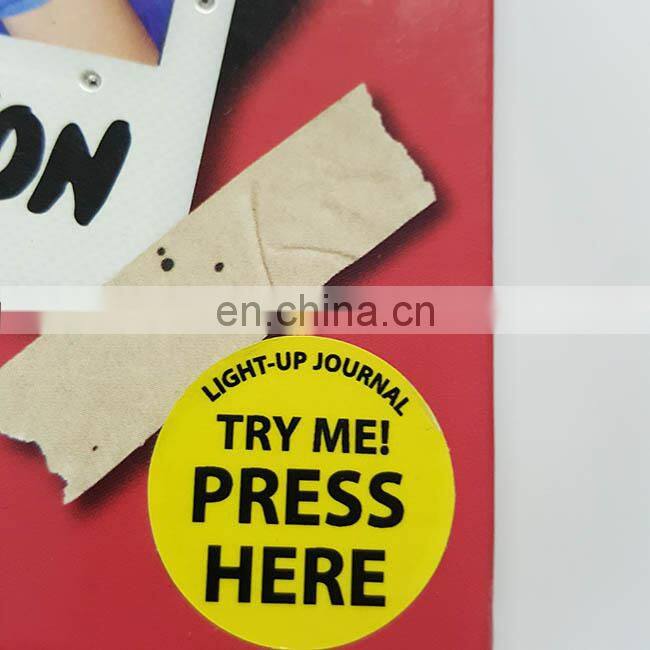 Fashionable promotional surface cover flashing led book light with button