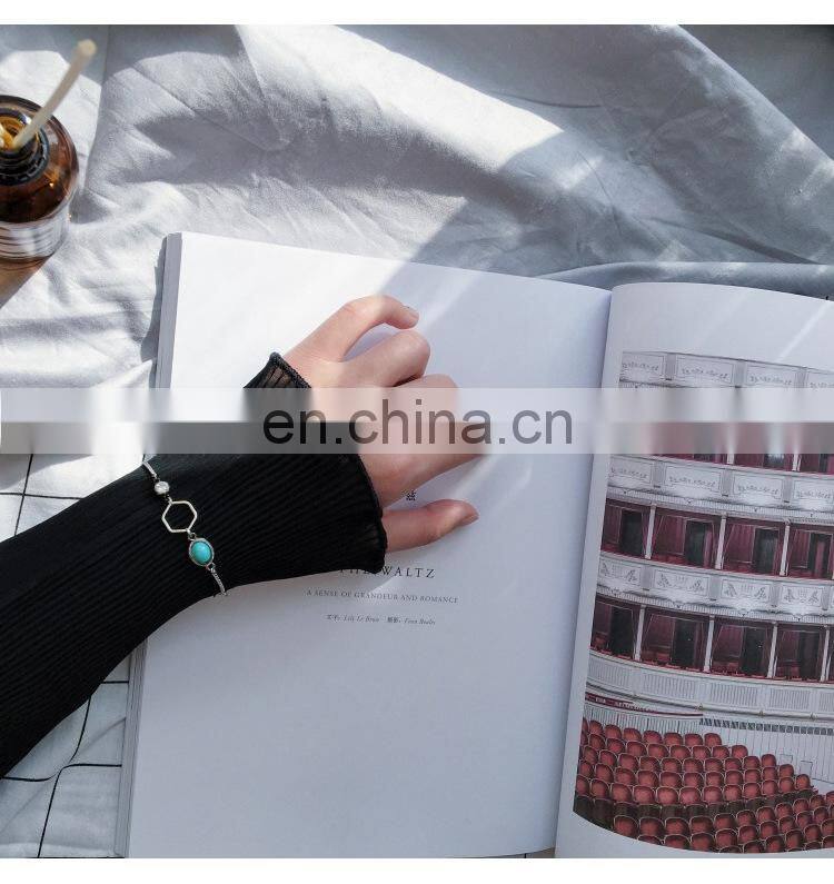 Retro Marble Gemstone Geometric Metal Bracelet