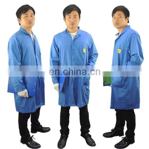 Jacket type, 5mm grid white Poly/cotton Anti-static smock