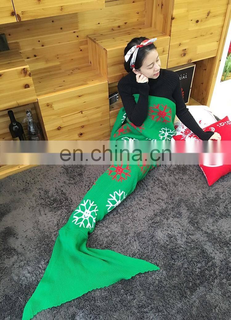 Popular warm soft mermaid tail blanket in winter handmade Christmas gift knitted throw comfortable sleeping bags mermaid blanket