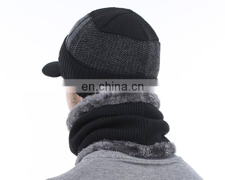 Men Wool feeling Scarf Caps Balaclava Mask Gorras Bonnet Knitted Hat