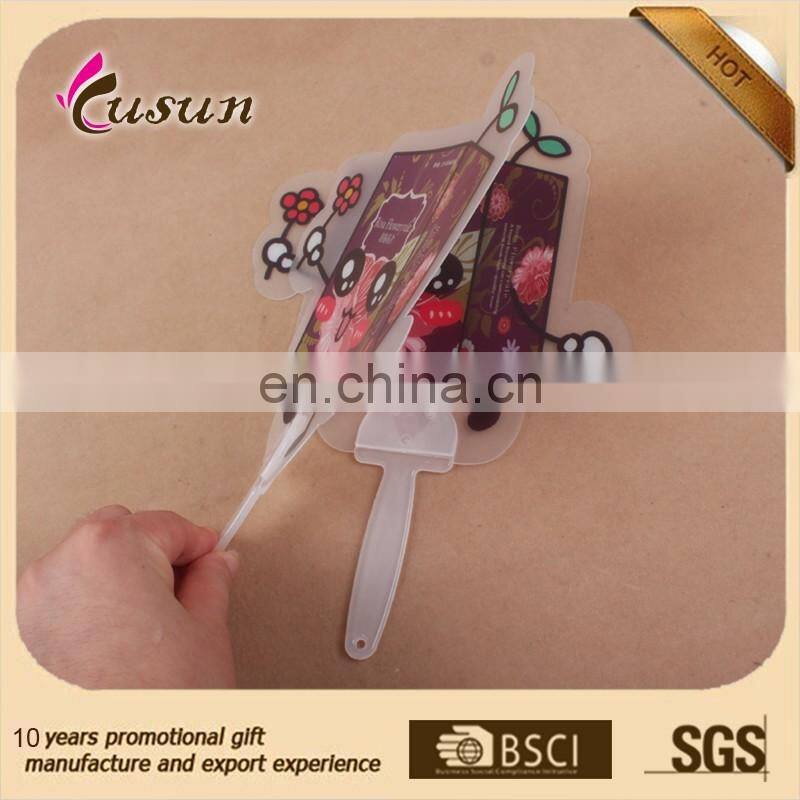 Most popular hand fan with long handle colorful pp plastic hand fan for promotional