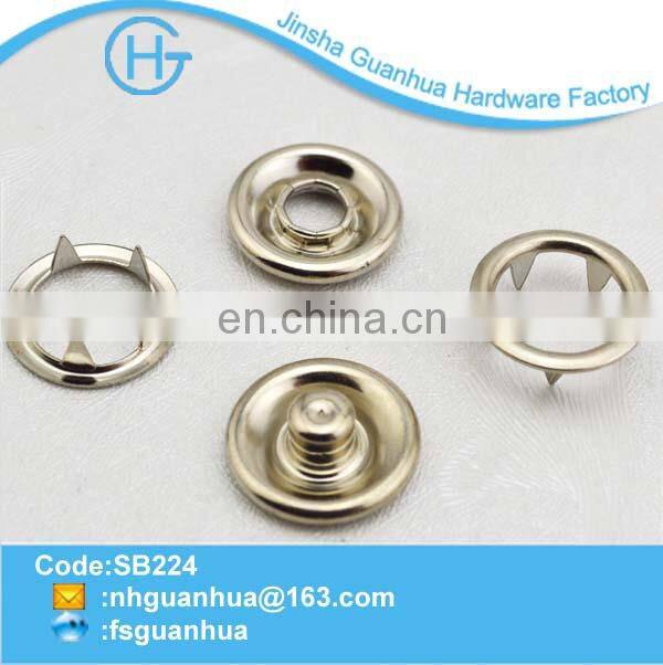For ornament new item metal 4 parts 333# 10mm stainless ring prong snap button