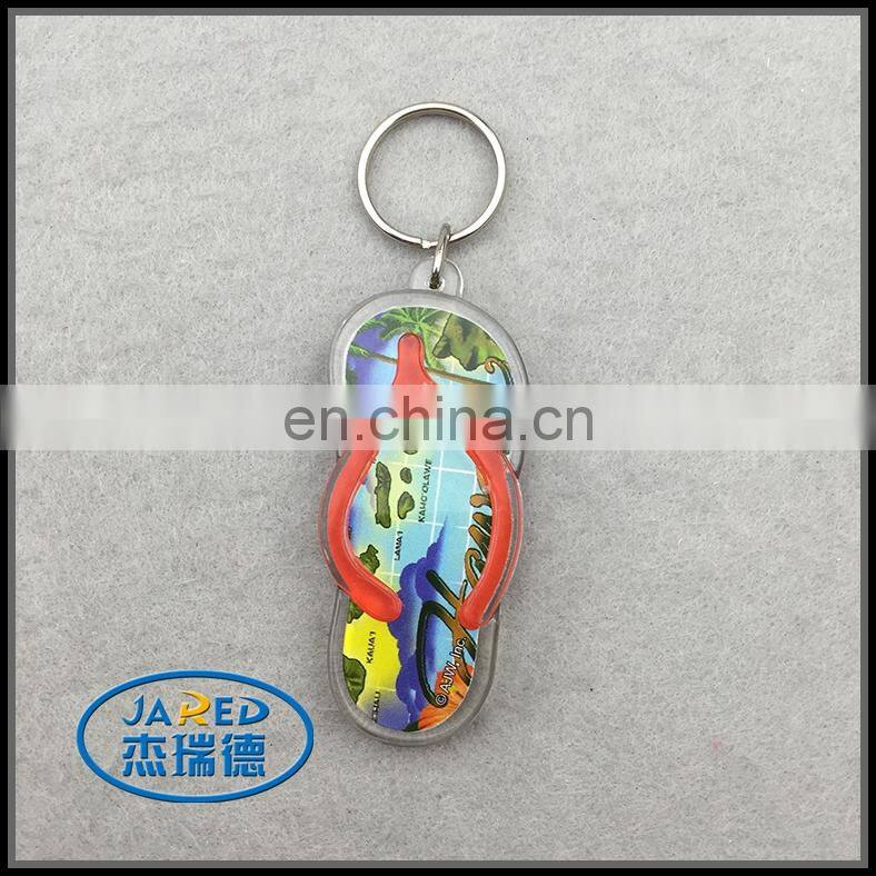 Metal Ring Crafts Plastic Slipper Keychain Pendant for Promotion