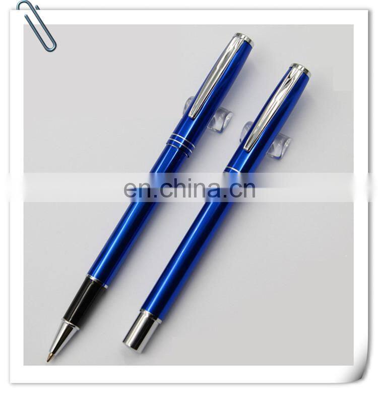 triangle promotion pen and gift metallic color metal roller pen with chrome accents