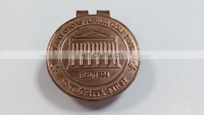 Custom American style hat clip in die cast process and shiny copper plating