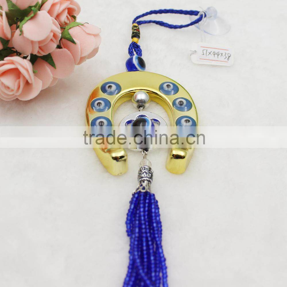 Islamic Horseshoe Pendant Car Hanging With Blue Evil Eye Beads