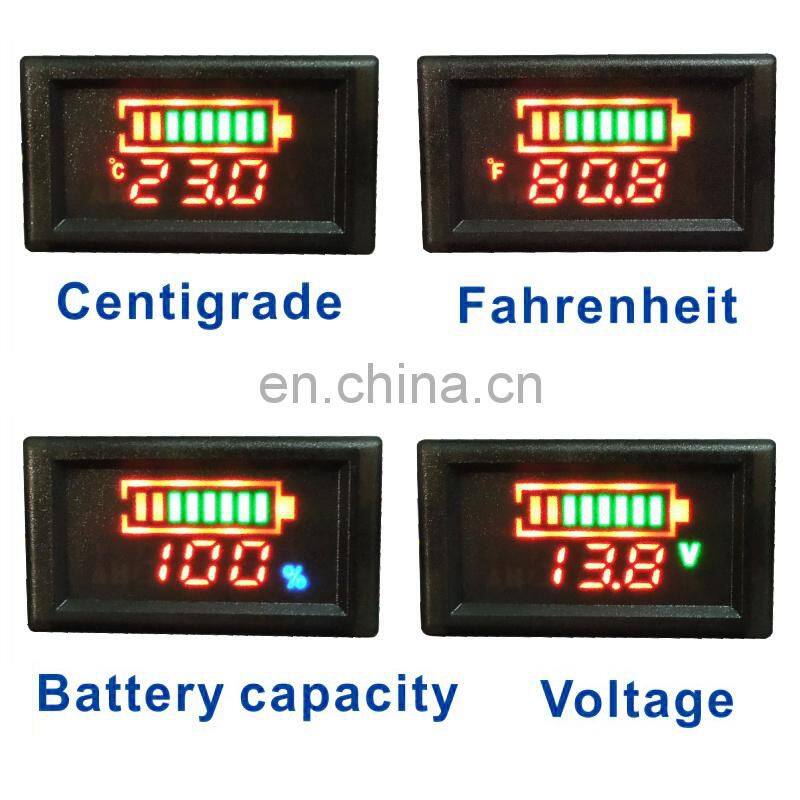 LED Voltmeter DC 12V 24V 36V 48V Waterproof Lead-acid Lithium Battery Capacity Indicator Temperature Meter Air Battery voltmeter