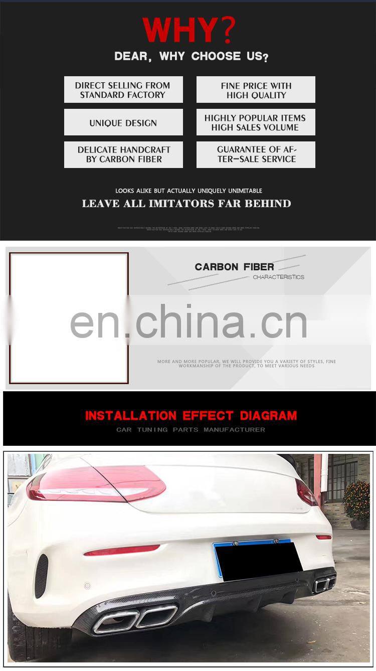 Carbon fiber Car Diffuser for Mercedes Benz W205 C63 AMG Coupe 2-Door 15-17