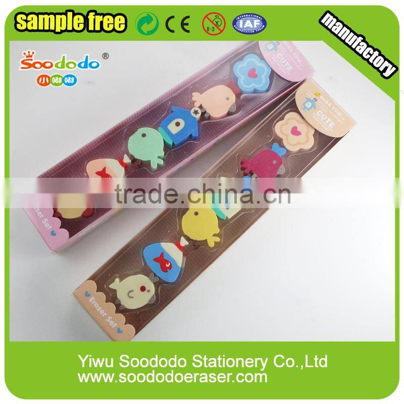 Cute Extruded rubber erasers for office stationery