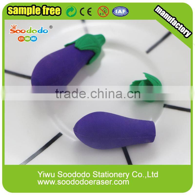 Hottest sales eggplant shaped 3D puzzle TPR erasers