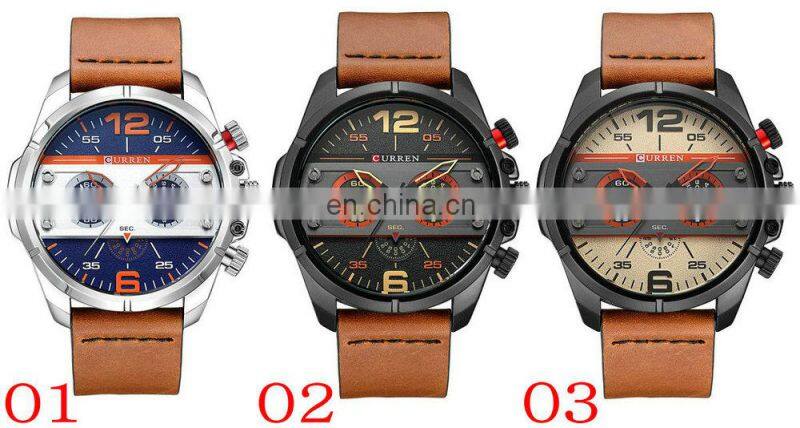Curren 8259 Fashionable Luxury Mens Business Japan Movt. Quartz Watch Genuine Leather Casual Dress Wristwatches For Men